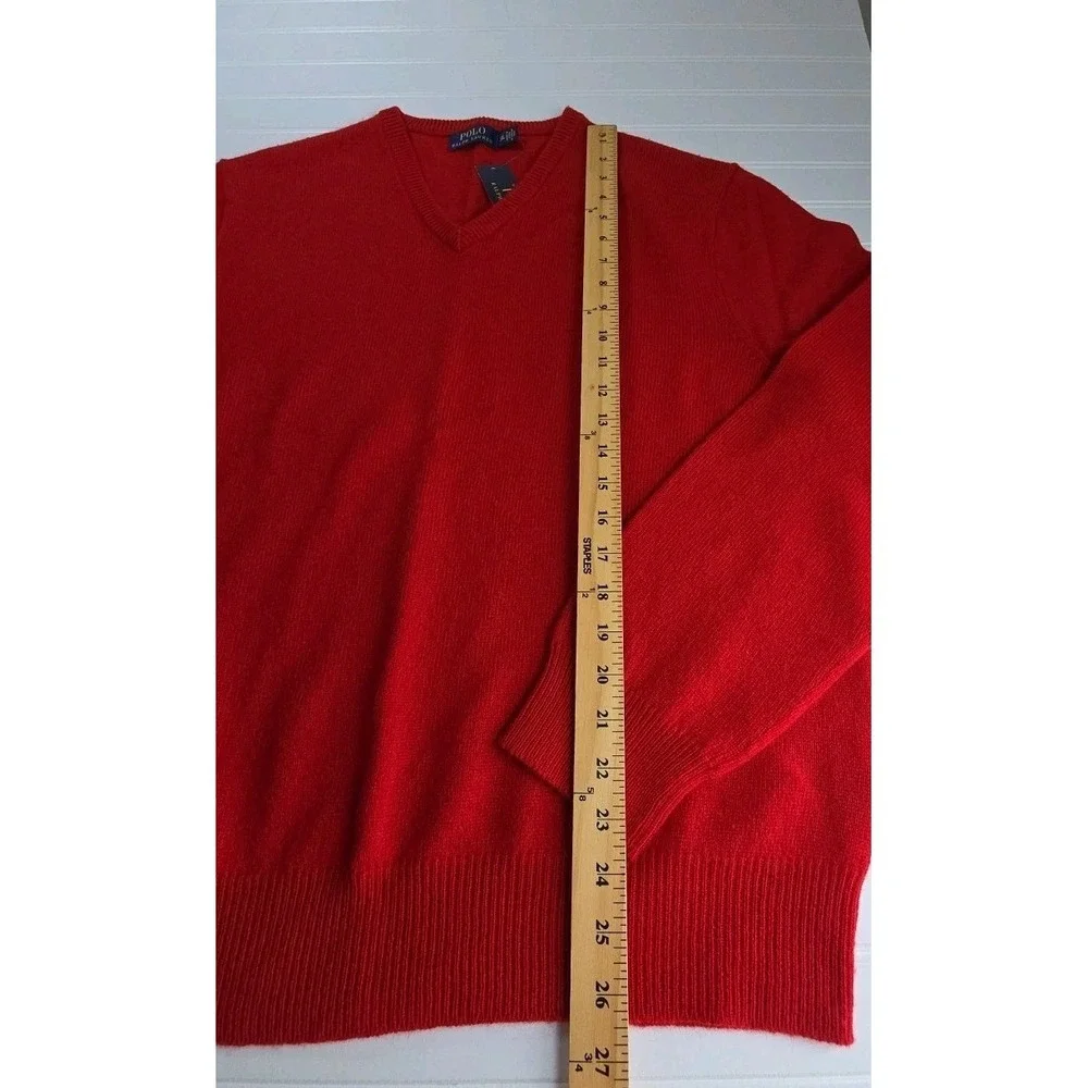 Polo Ralph Lauren Sweater Mens XL Merino Wool Washable Red V-Neck New NWT